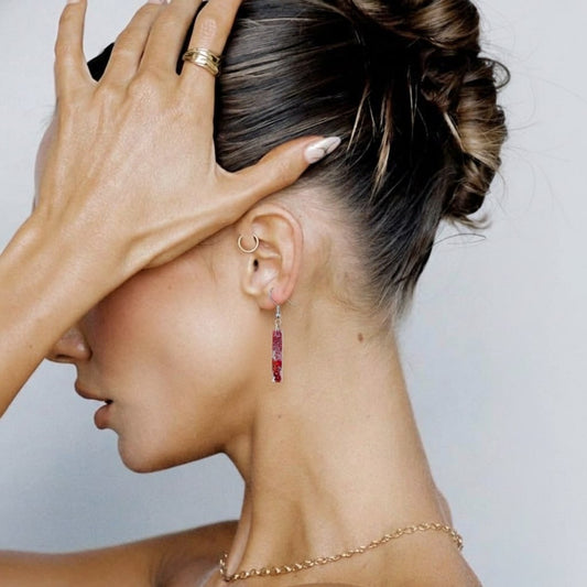 The Crimson Ombré Bar Earrings