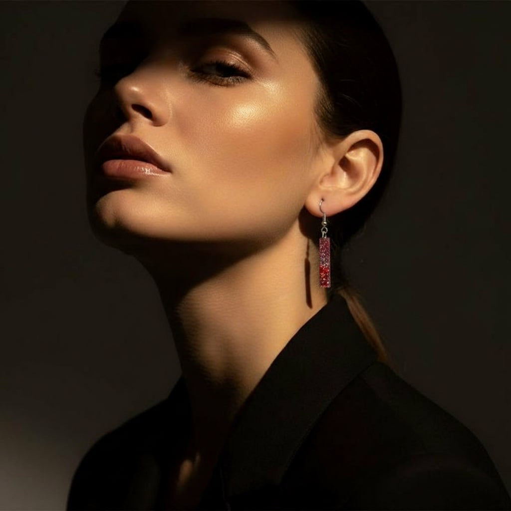 The Crimson Ombré Bar Earrings